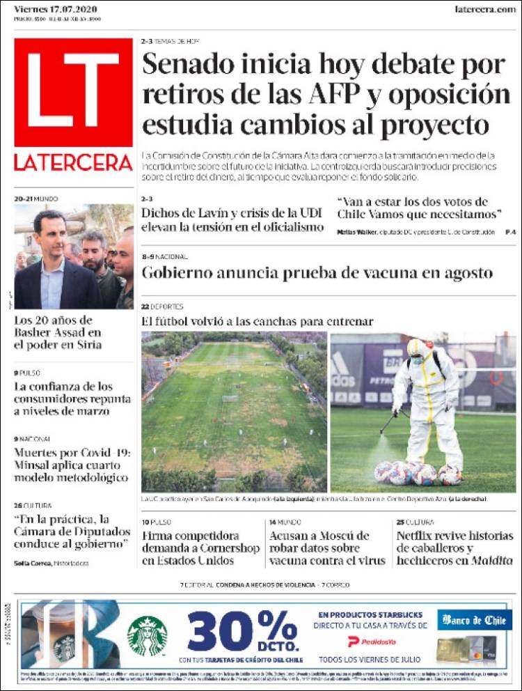 Portada de La Tercera (Chile)