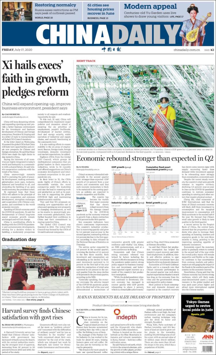 Portada de China Daily (China)
