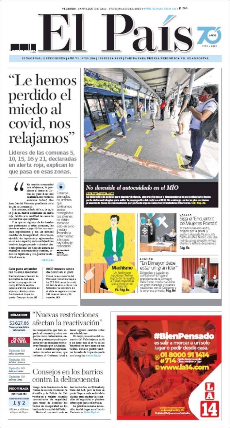 Portada de El País - Cali (Colombia)