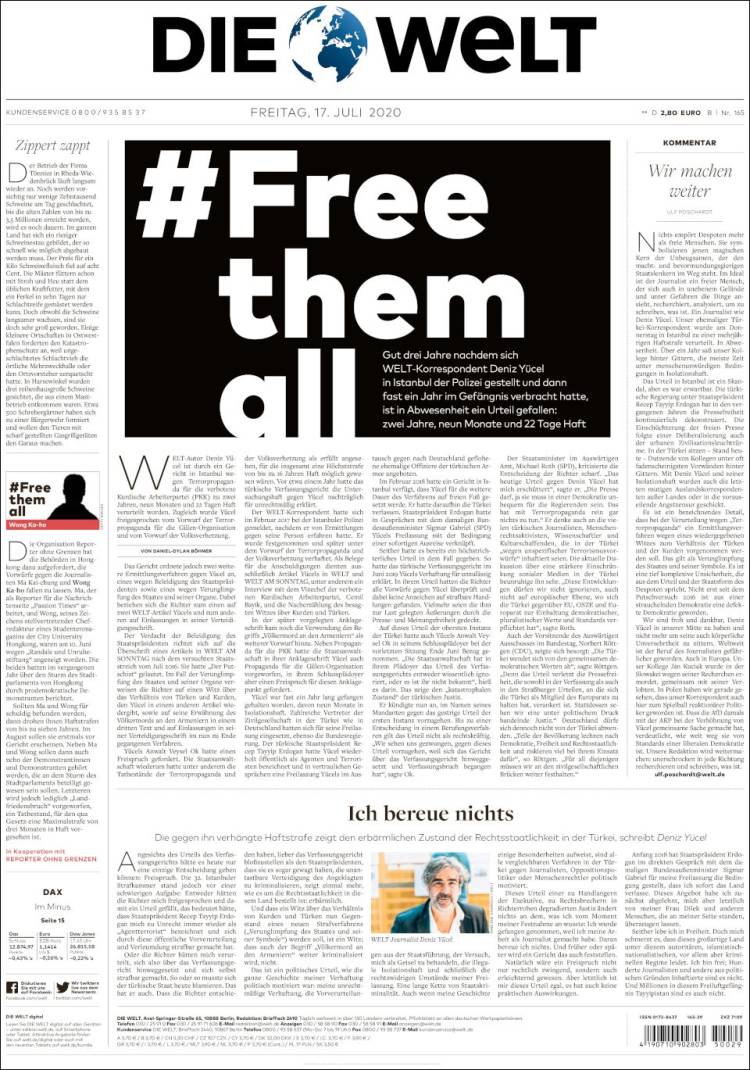 Portada de Die Welt (Alemania)