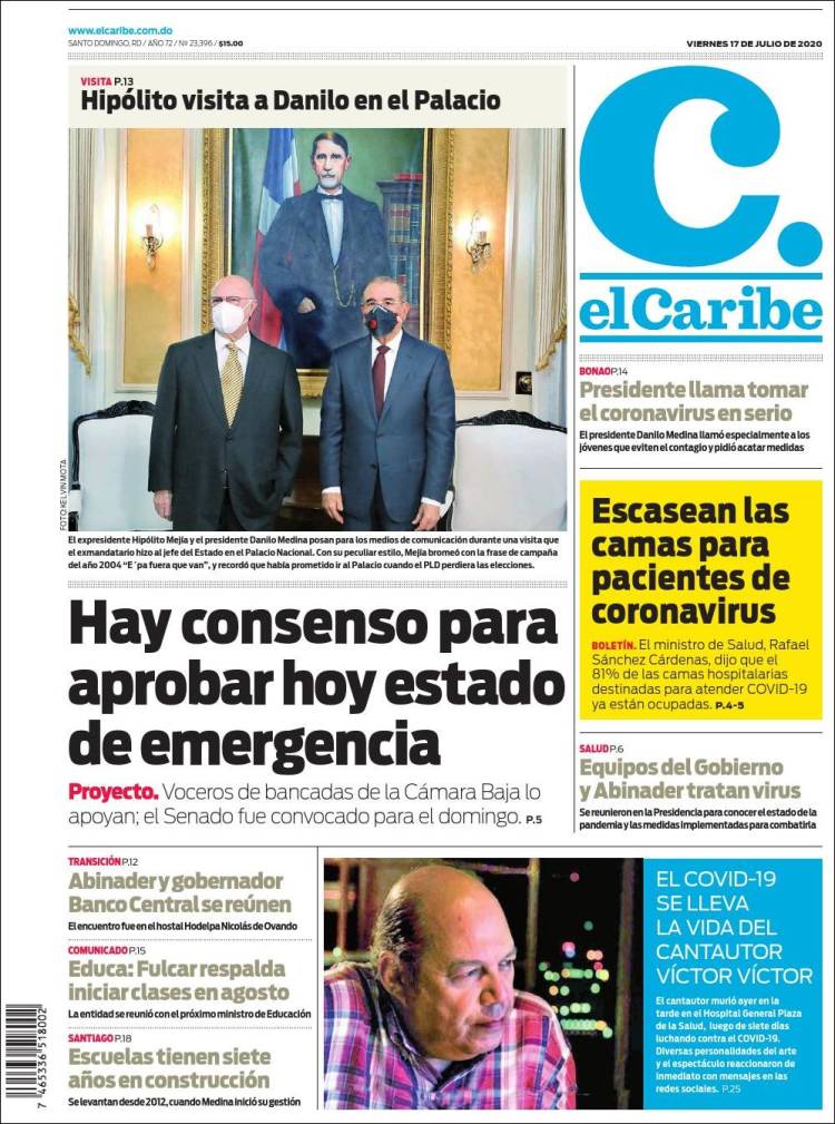 Portada de El Caribe (R. Dominicana)