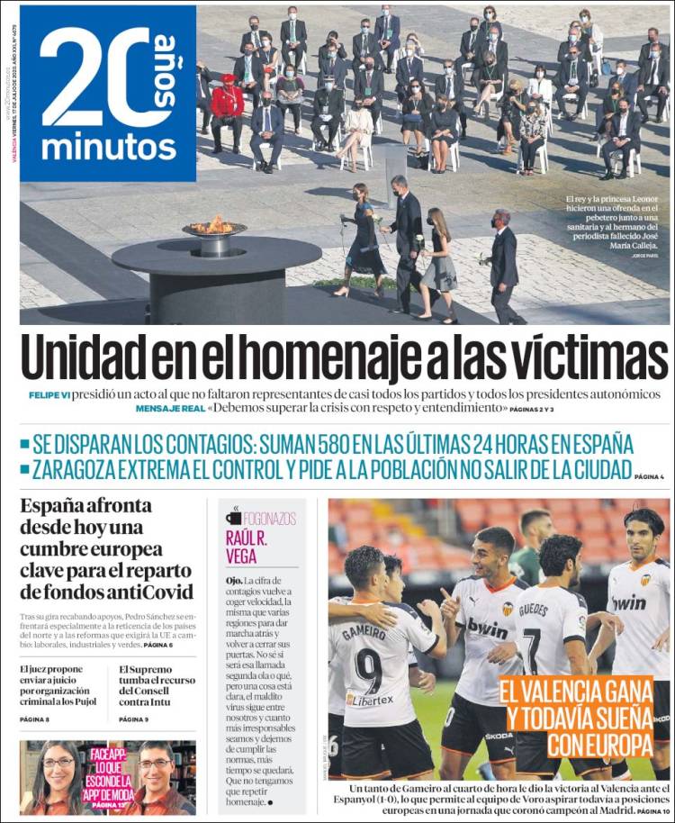 Portada de 20 Minutos - Valencia (Espa&ntilde;a)