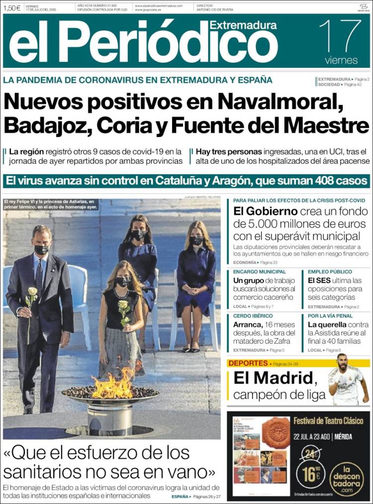 Portada de El Periódico de Extremadura (Espa&ntilde;a)