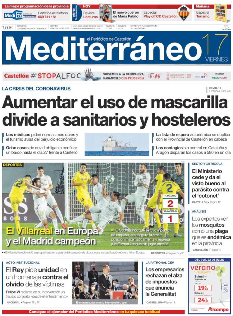 Portada de El Periódico Mediterraneo (Espa&ntilde;a)