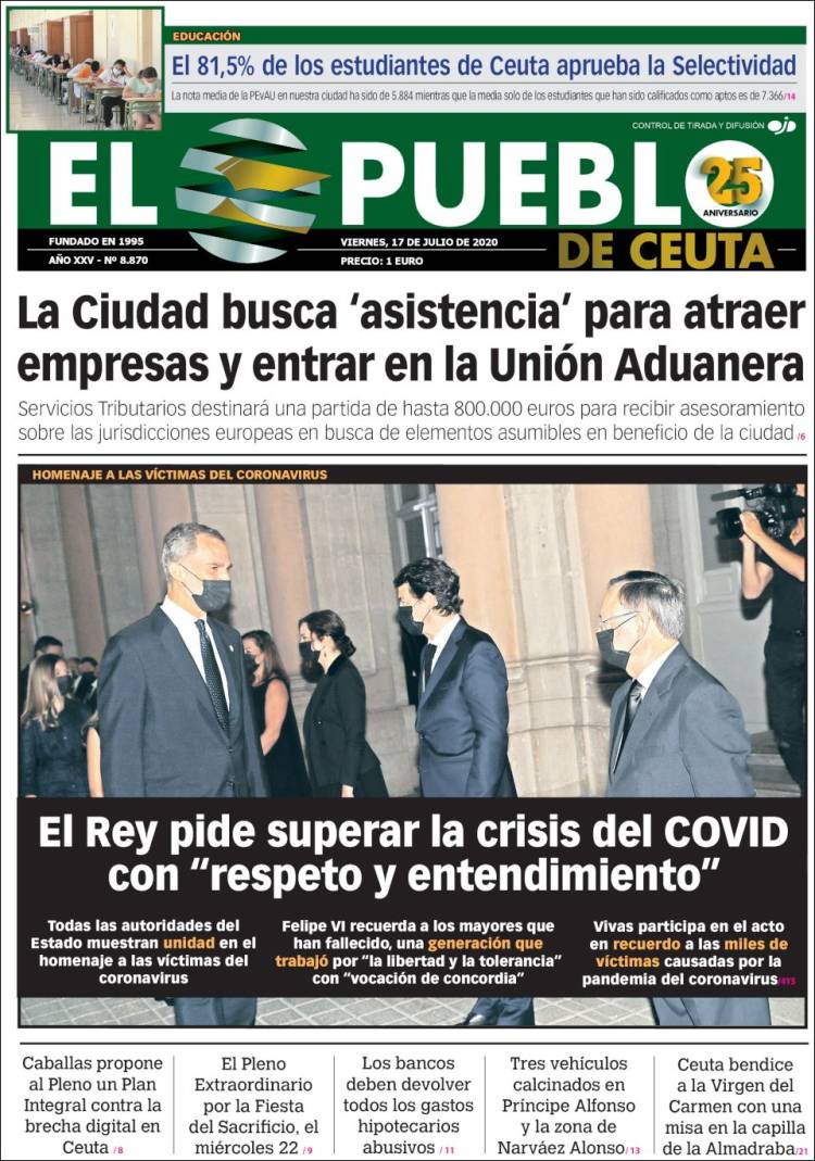 Portada de El Pueblo de Ceuta (Espa&ntilde;a)