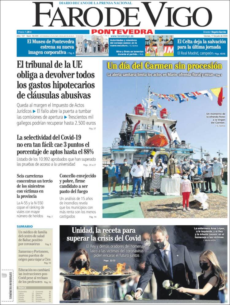 Portada de El Faro de Vigo - Pontevedra (Espa&ntilde;a)