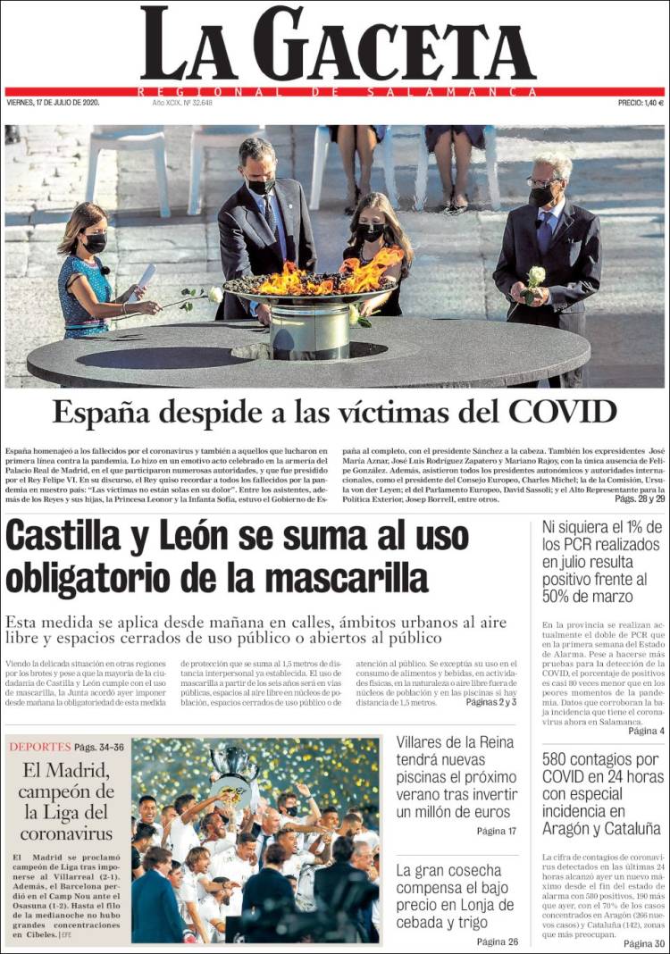 Portada de La Gaceta de Salamanca (Espa&ntilde;a)