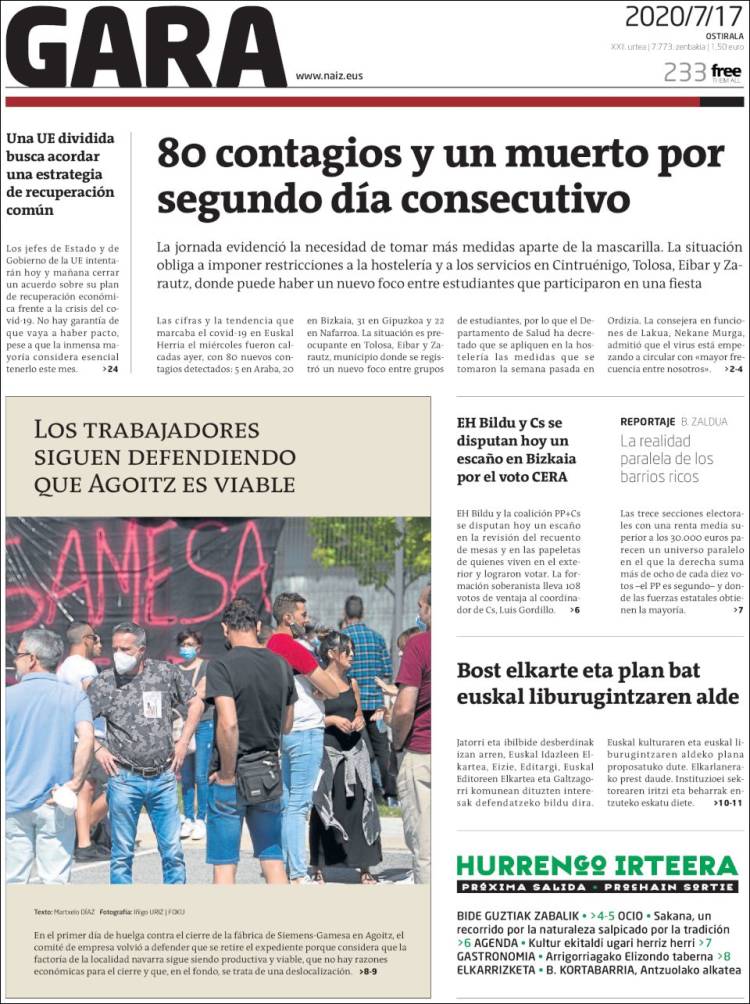 Portada de Gara (Espa&ntilde;a)