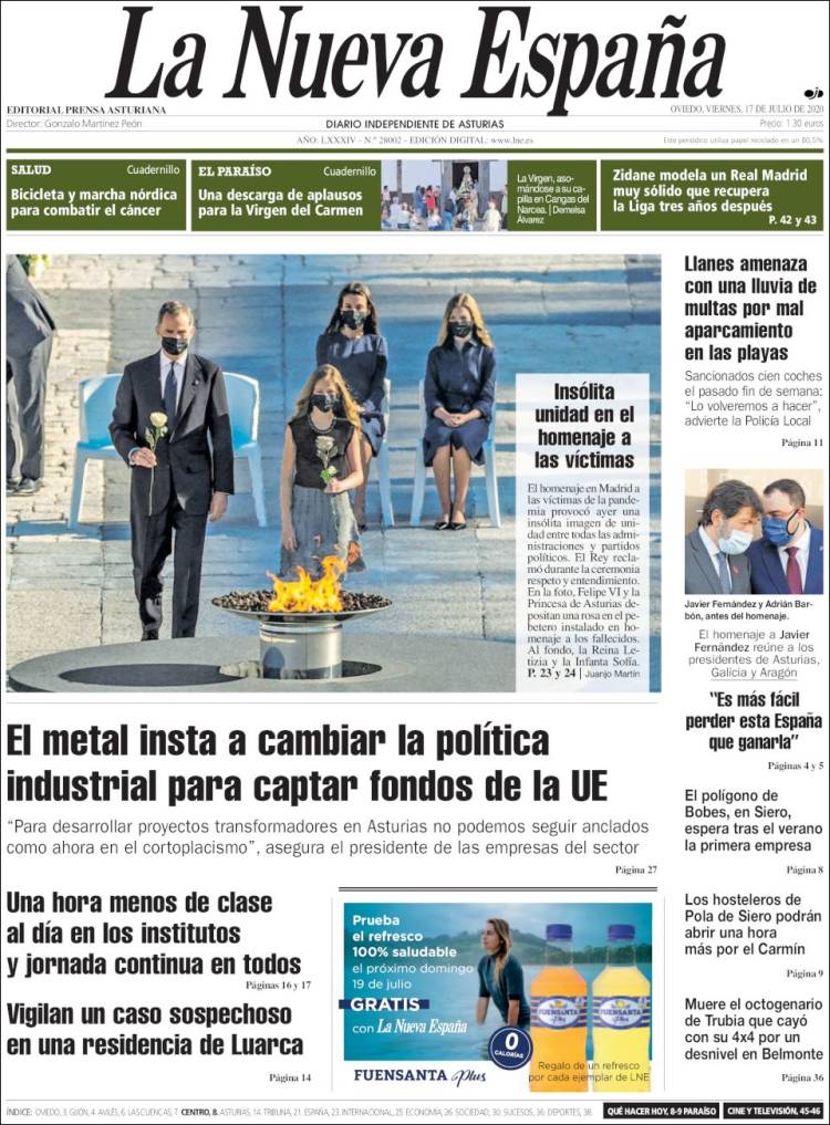 Portada de La Nueva España (Espa&ntilde;a)
