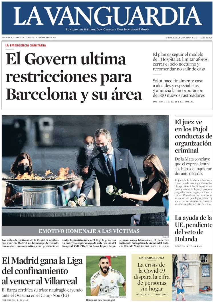 Portada de La Vanguardia (Espa&ntilde;a)