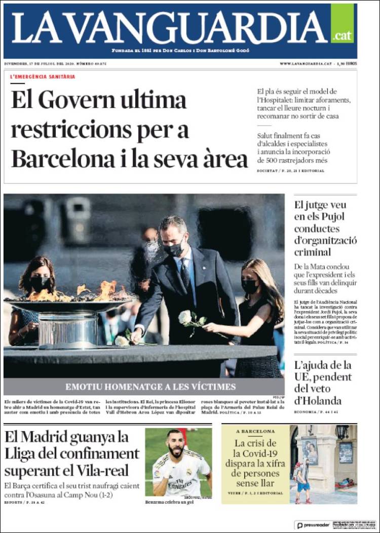 Portada de La Vanguardia (Espa&ntilde;a)