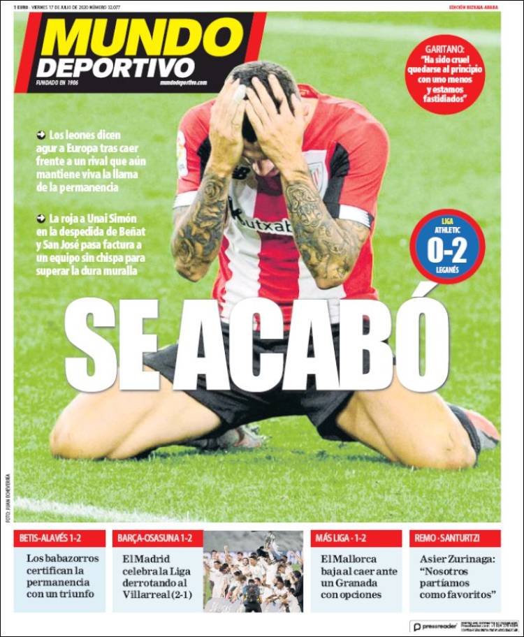 Portada de Mundo Deportivo Bizkaia (Espa&ntilde;a)