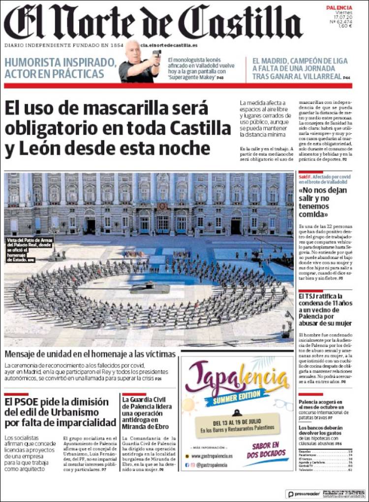 Portada de Norte de Castilla - Palencia (Espa&ntilde;a)