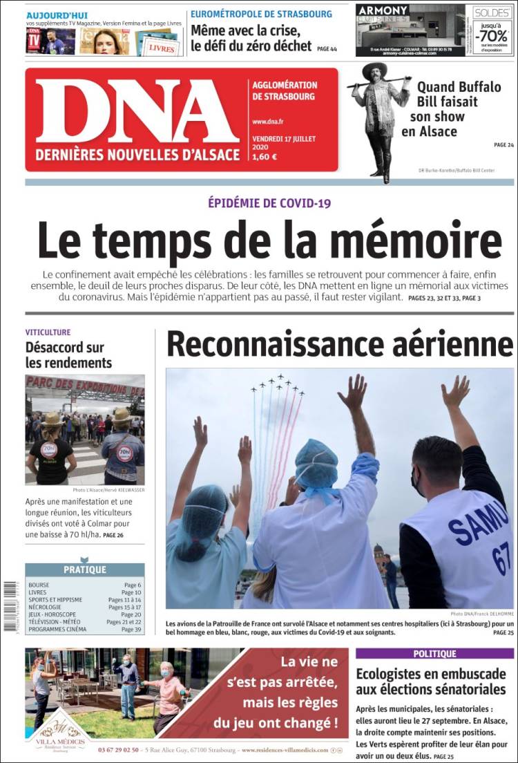 Portada de Les Dernières Nouvelles d'Alsace (Francia)