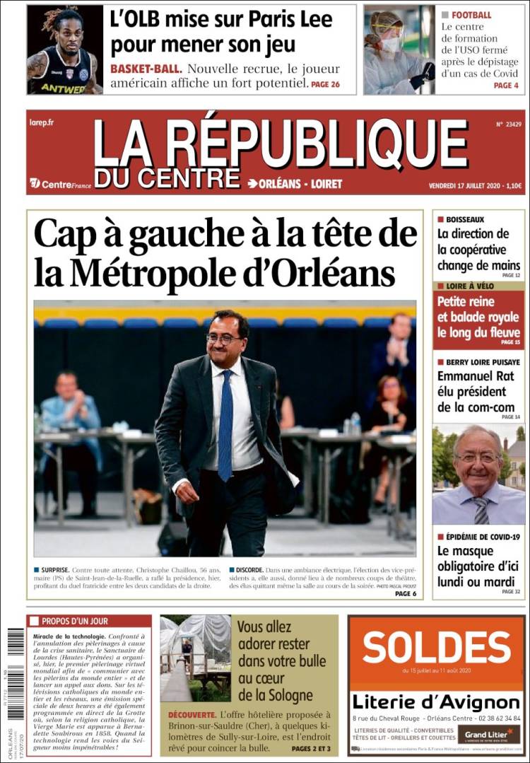 Portada de La République du Centre (Francia)