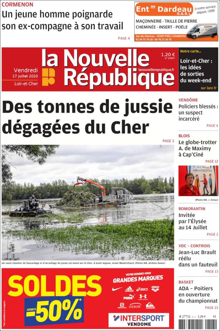 Portada de La Nouvelle Republique (Francia)