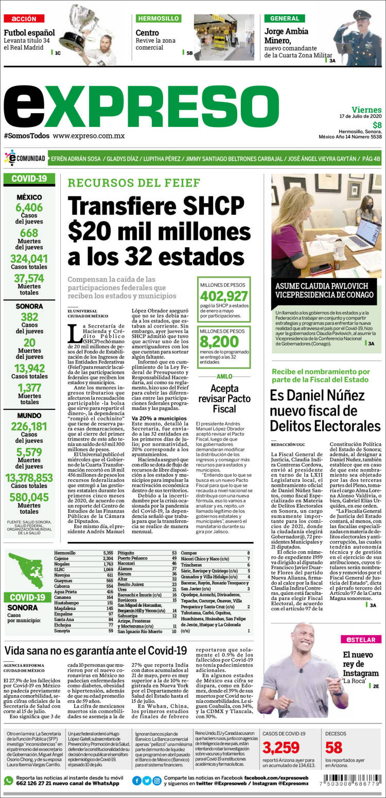 Portada de Expreso (M&eacute;xico)