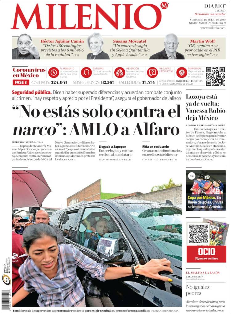 Portada de Milenio - Jalisco (M&eacute;xico)