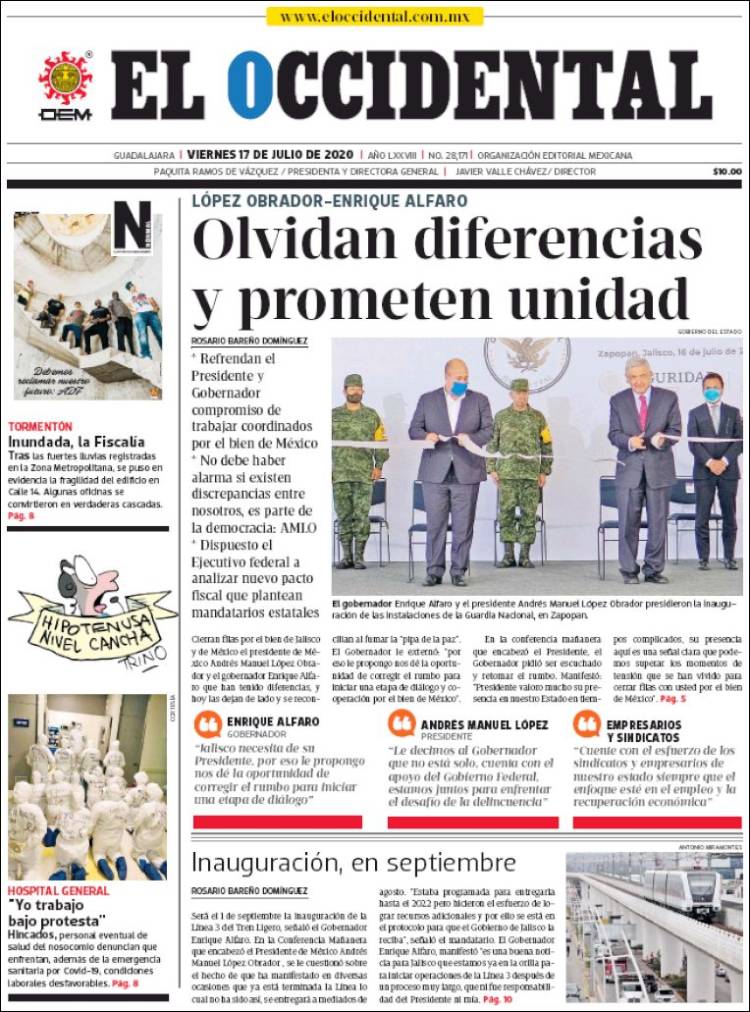 Portada de El Occidental (M&eacute;xico)