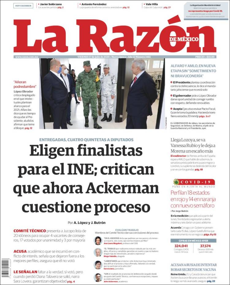 Portada de La Razón (M&eacute;xico)