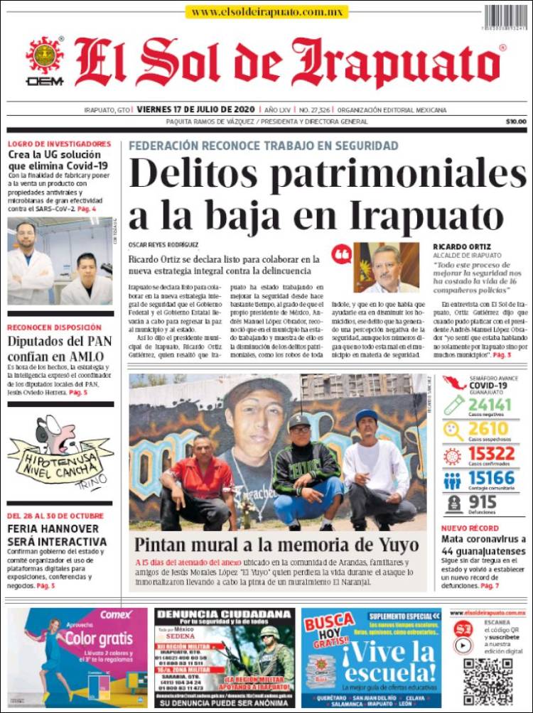 Portada de El Sol de Irapuato (M&eacute;xico)