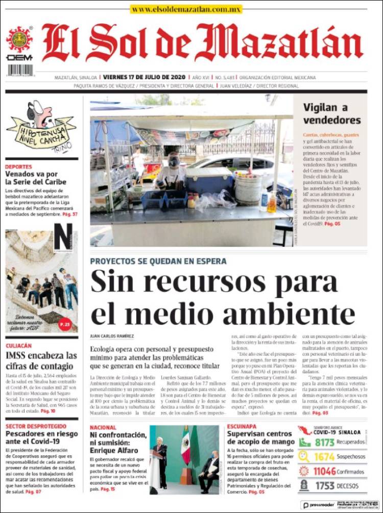 Portada de El Sol de Mazatlán (M&eacute;xico)