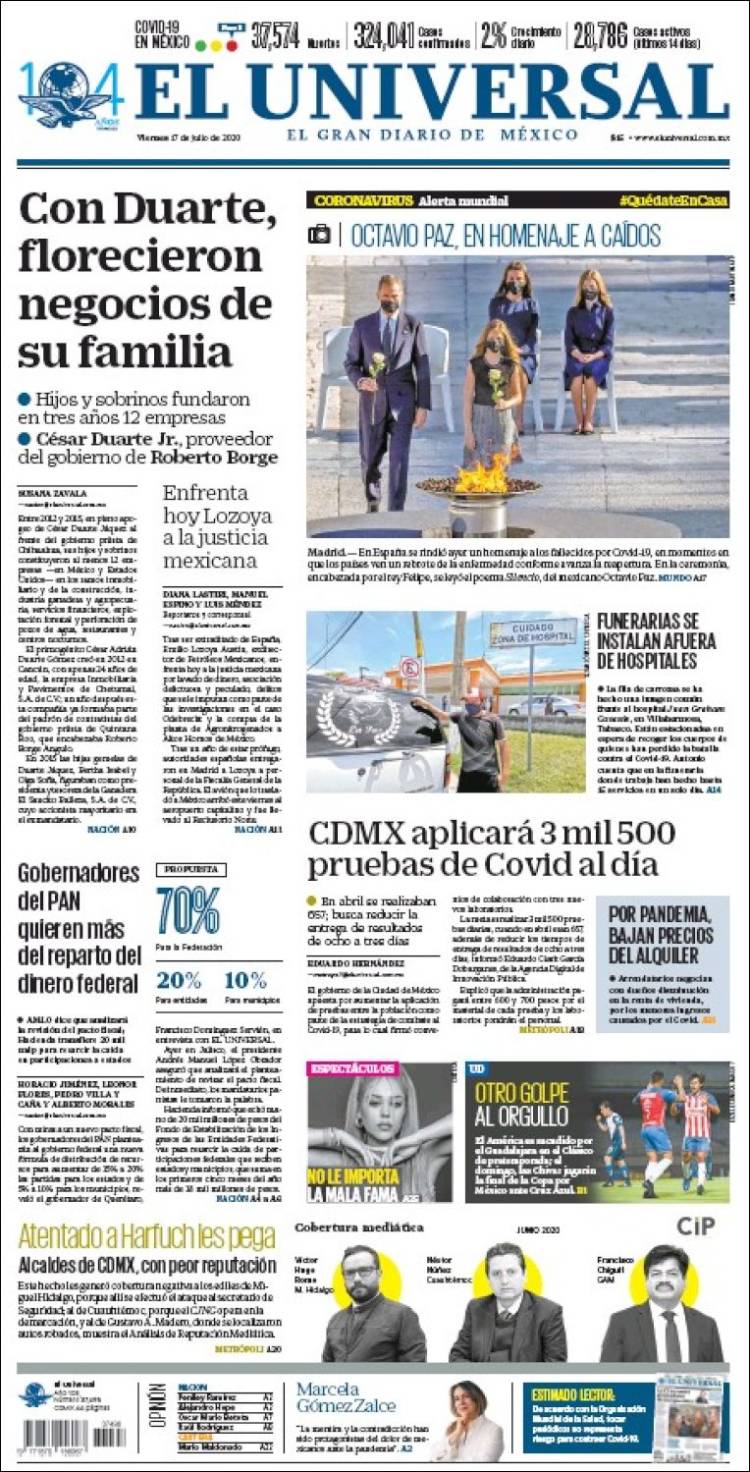 Portada de El Universal (M&eacute;xico)