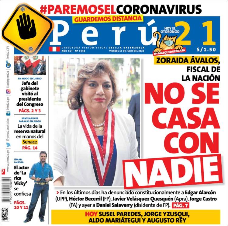 Portada de Perú 21 (Perú)