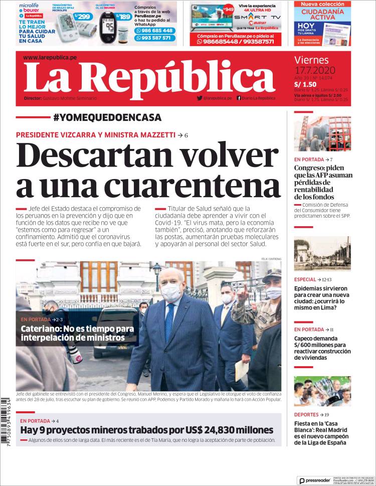 Portada de La Republica (Perú)