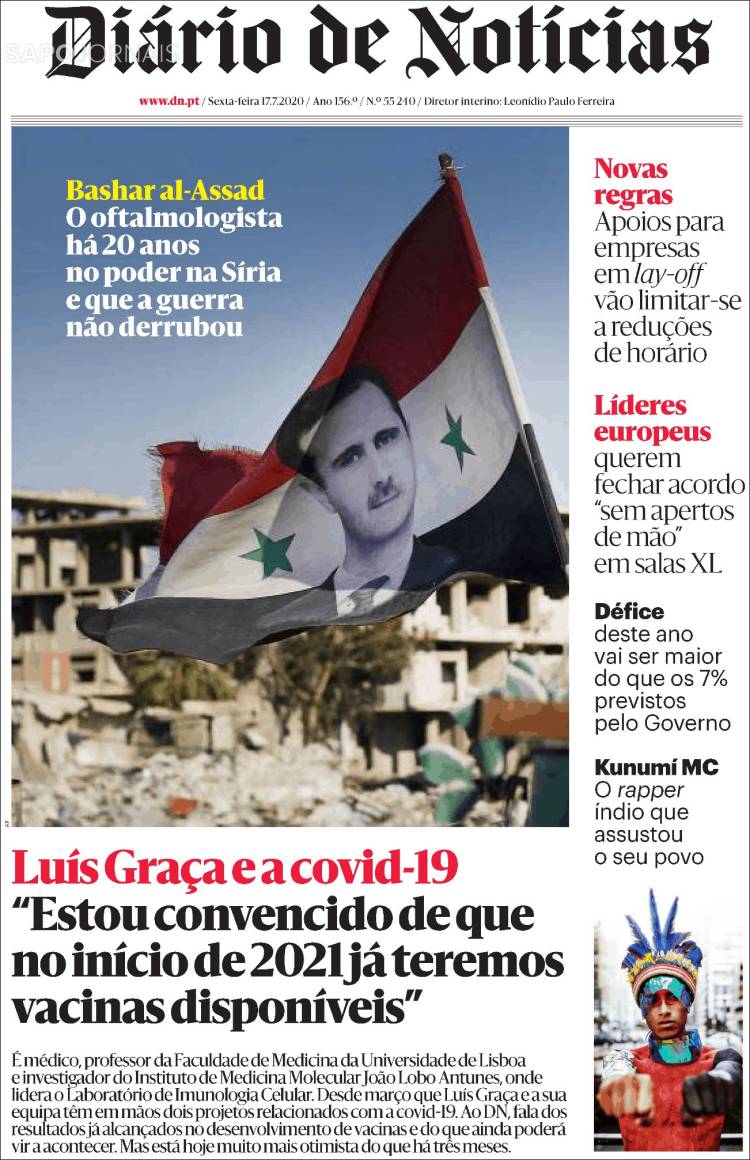 Portada de Diário de Noticias (Portugal)