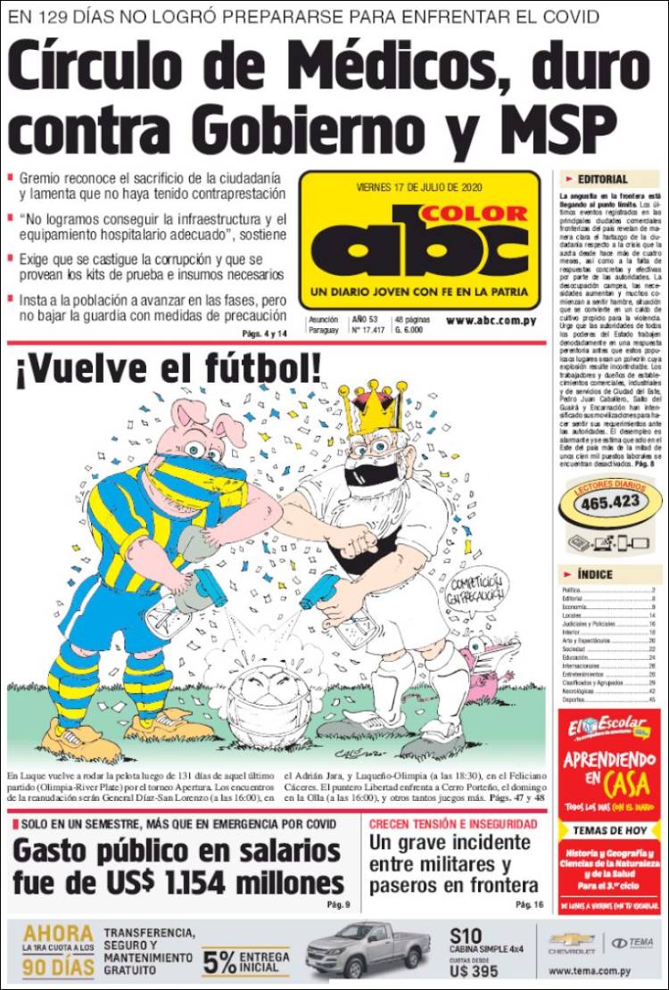 Portada de ABC Color (Paraguay)