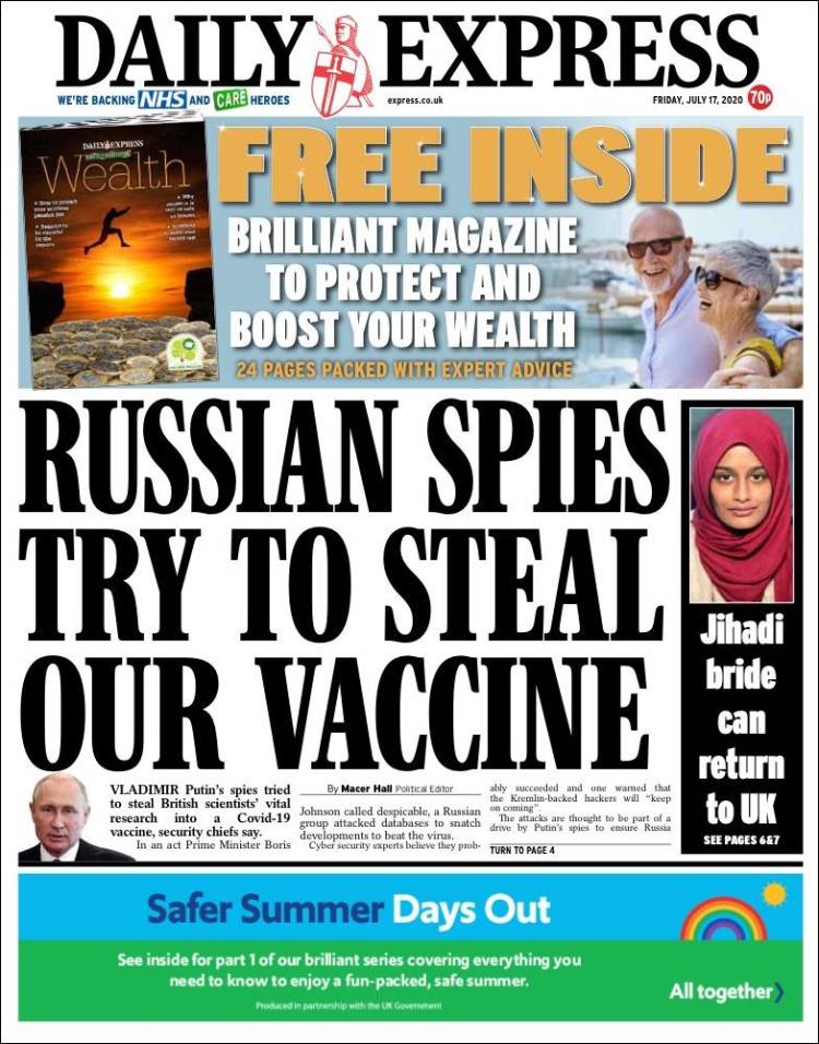 Portada de Daily Express (Reino Unido)