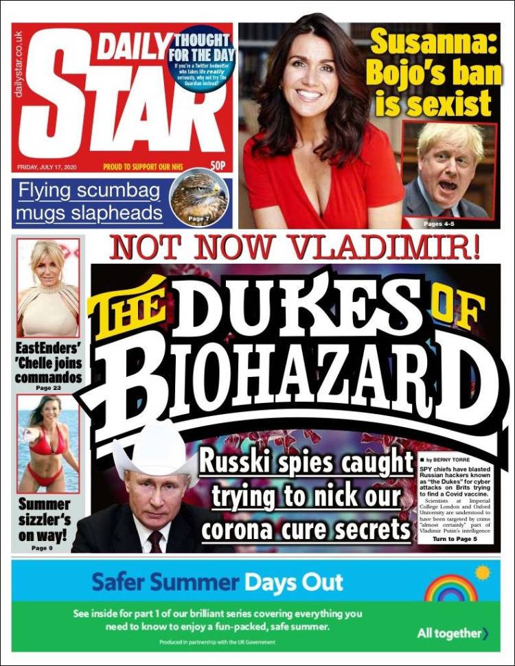 Portada de Daily Star (Reino Unido)