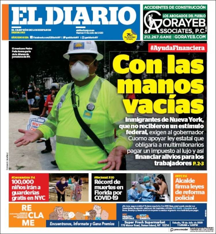 Portada de El Diario NY (USA)