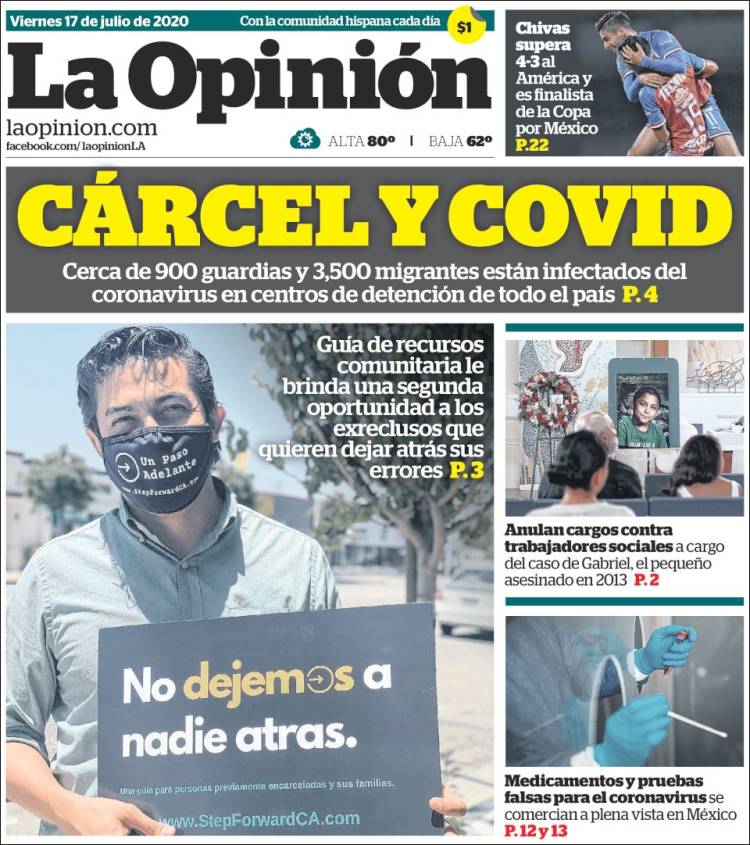 Portada de La Opinión (USA)