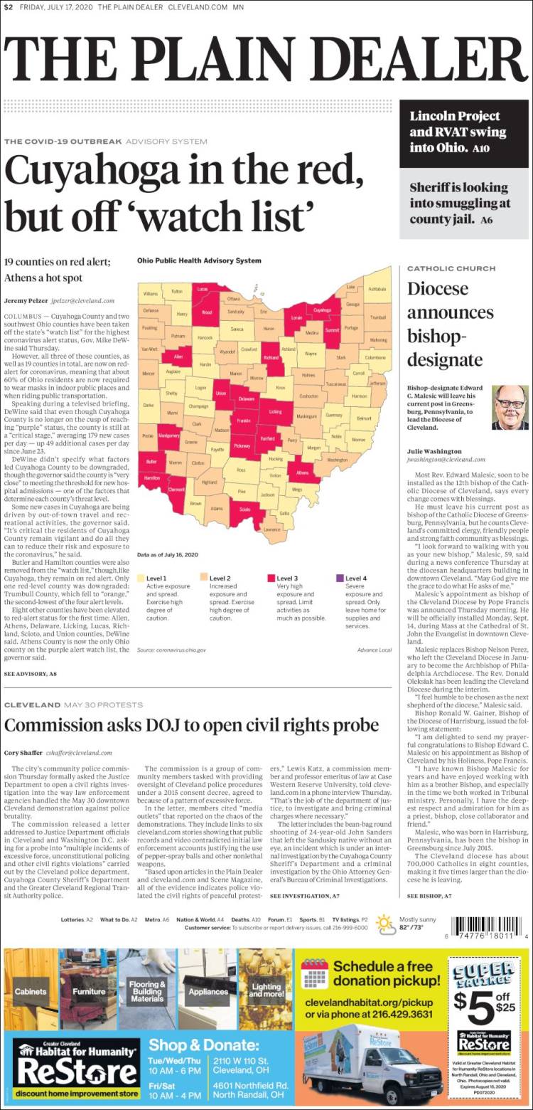 Portada de The Plain Dealer (USA)