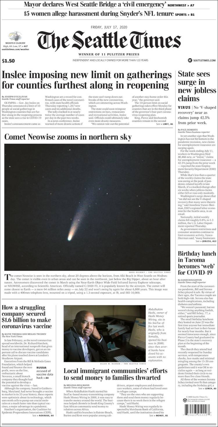 Portada de Seattle Times (USA)