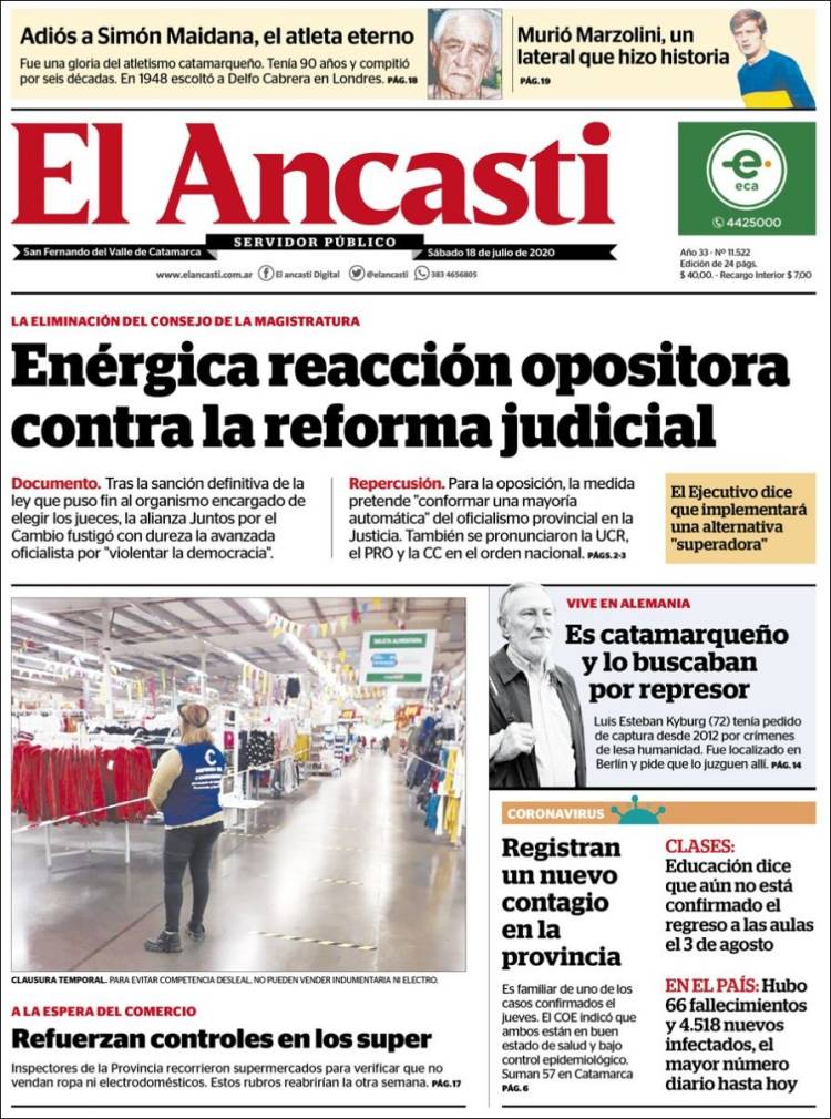 Portada de El Ancasti (Argentina)