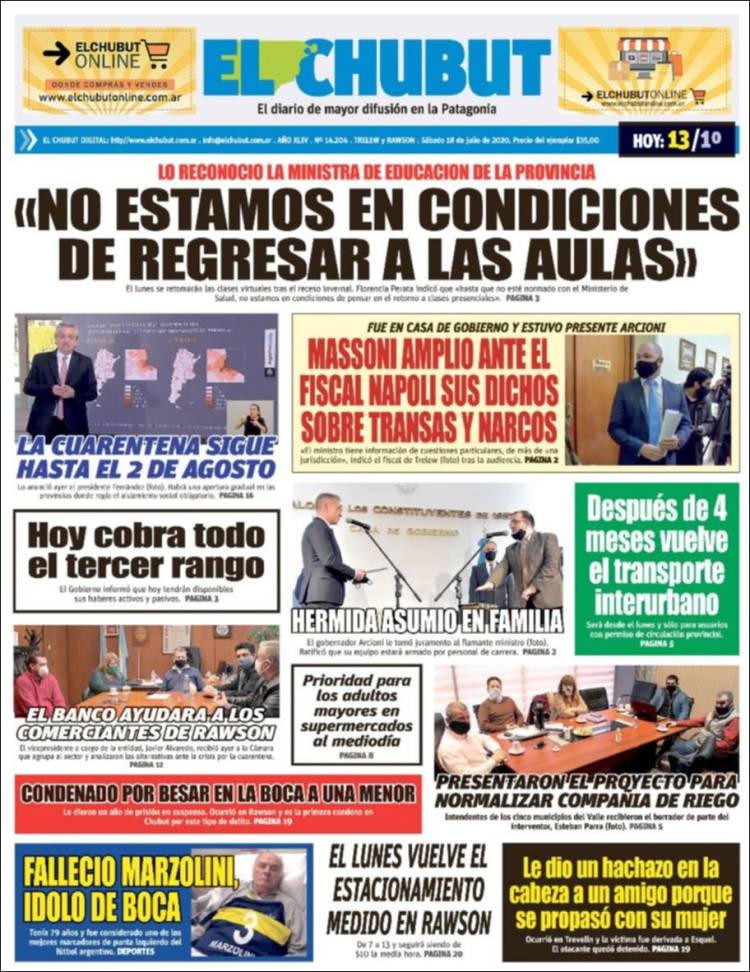 Portada de El Chubut (Argentina)