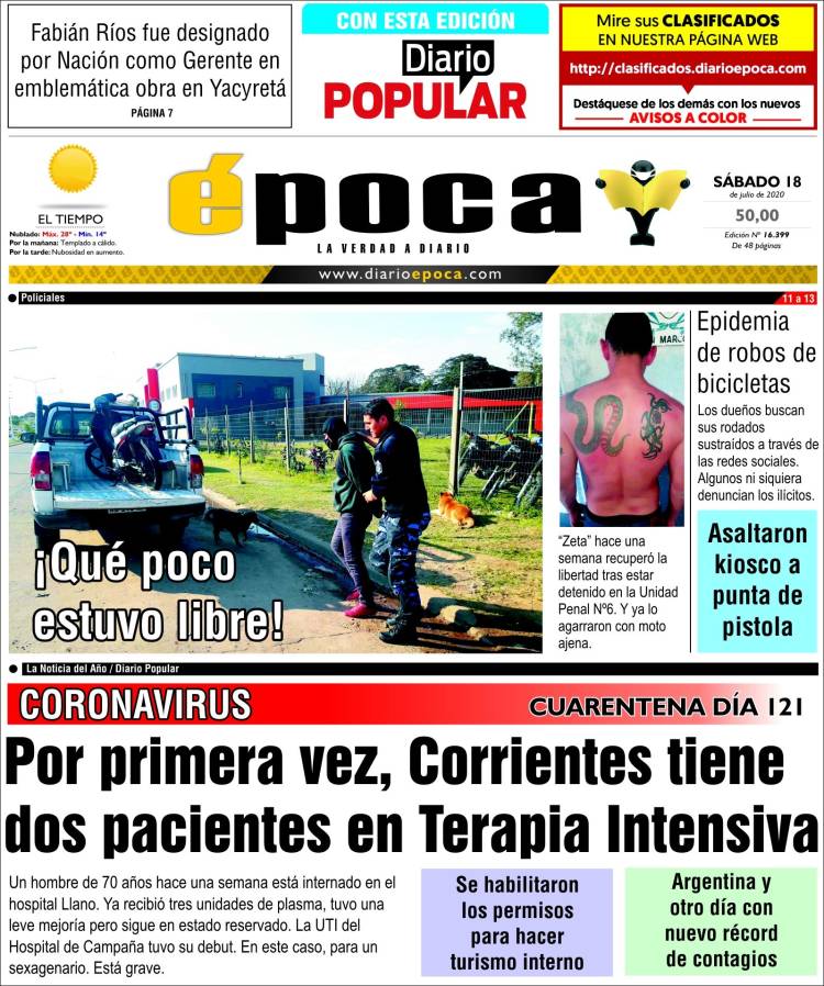 Portada de Diario Época (Argentina)