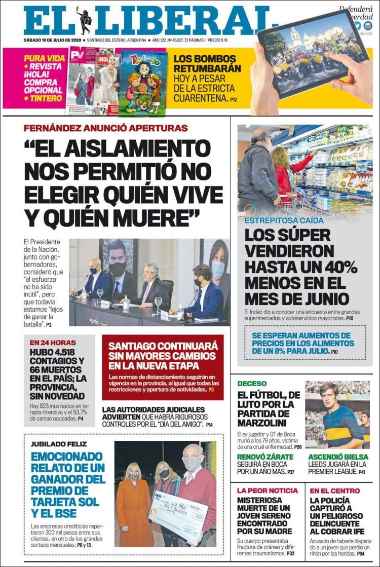 Portada de Diario El Liberal (Argentina)