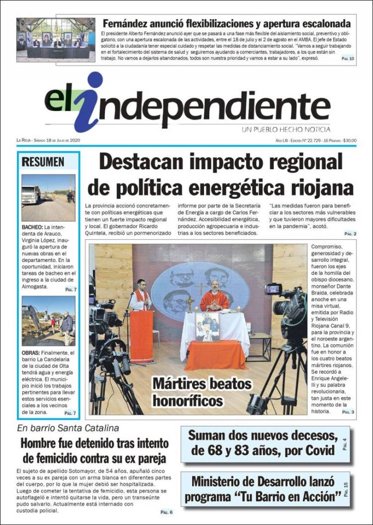 Portada de El Independiente (Argentina)