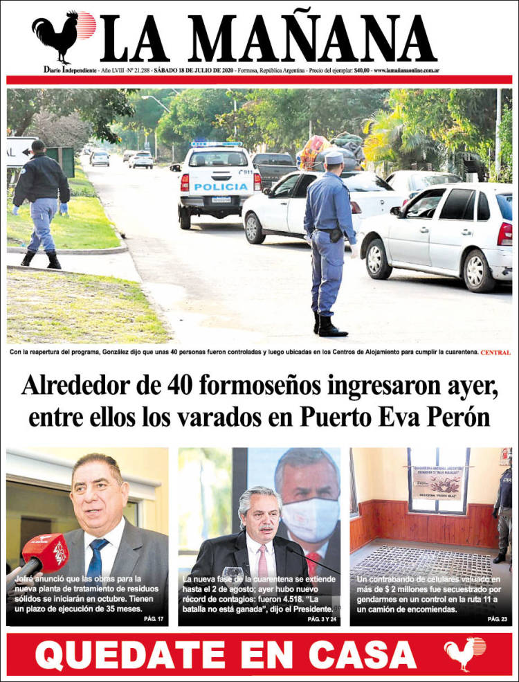 Portada de Diario La Mañana (Argentina)