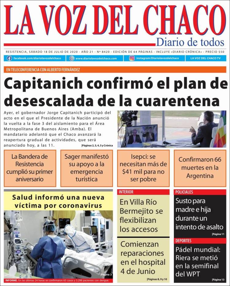 Portada de La Voz del Chaco (Argentina)