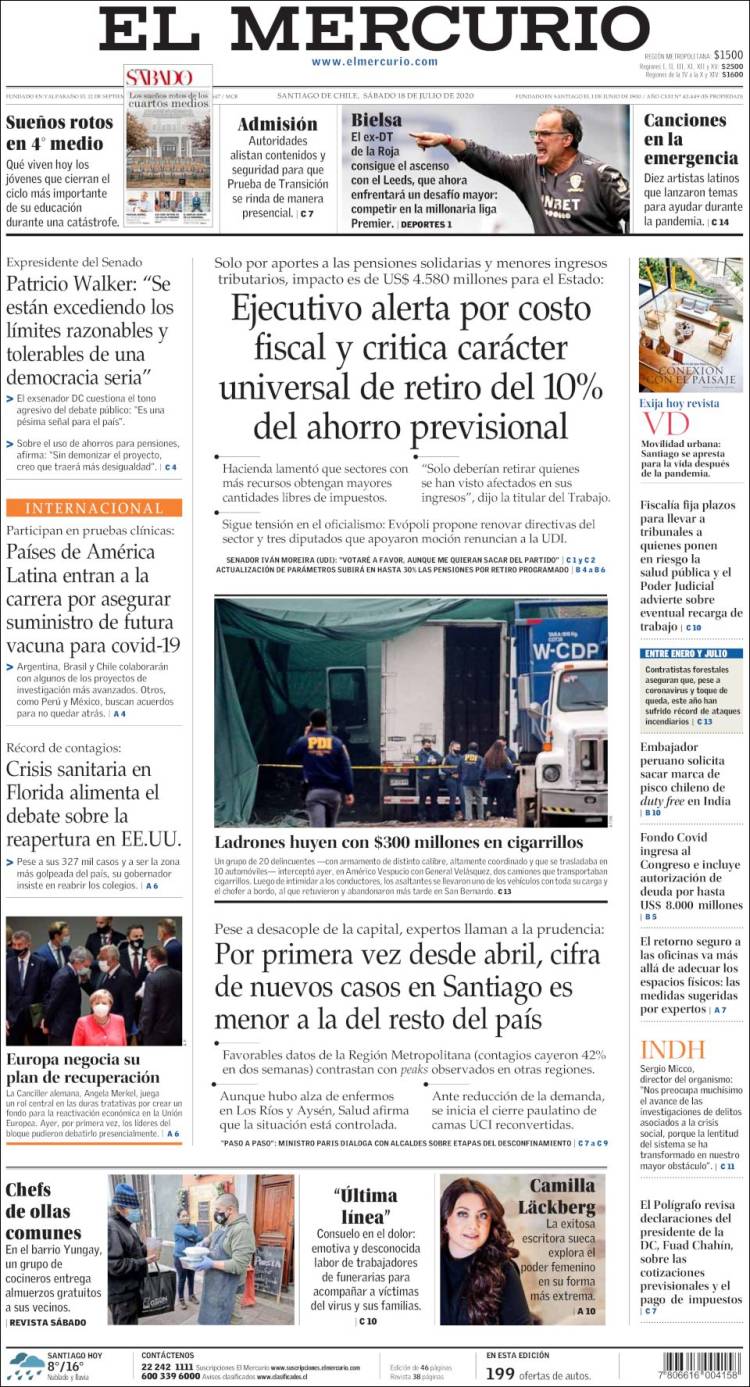 Portada de El Mercurio (Chile)
