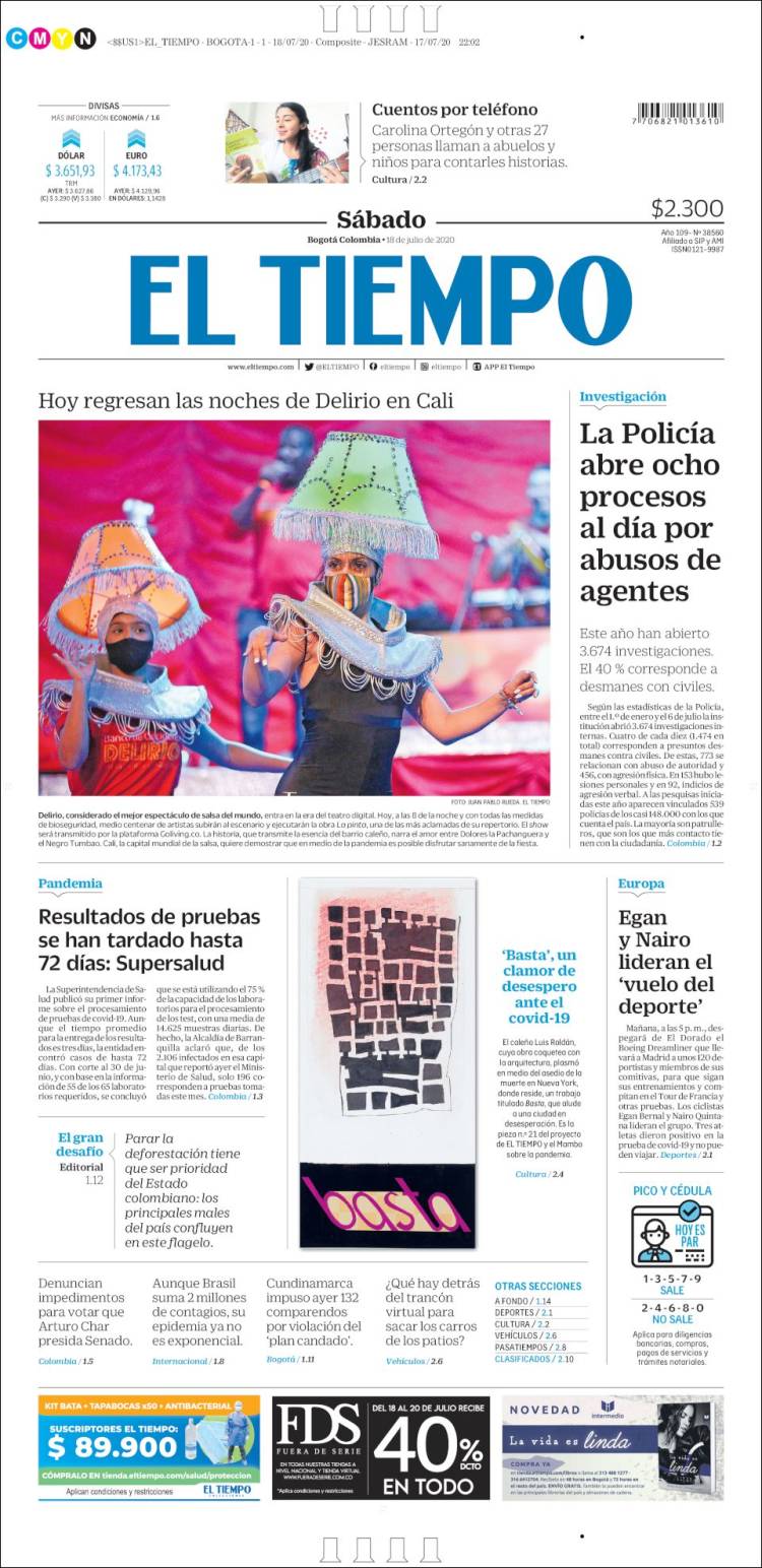 Portada de El Tiempo (Colombia)