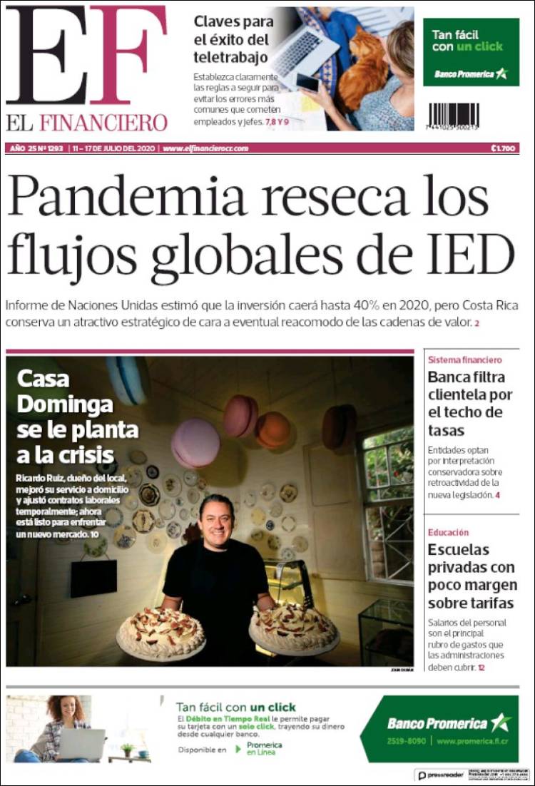 Portada de El Financiero (Costa Rica)