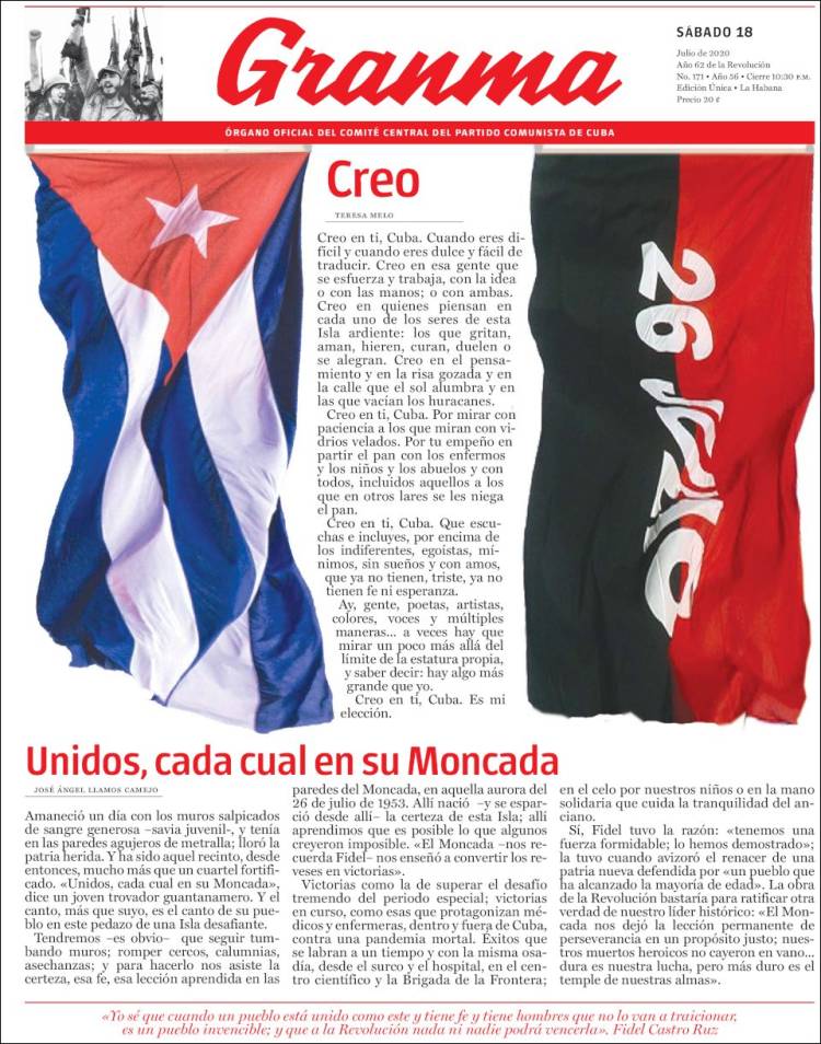 Portada de Granma (Cuba)