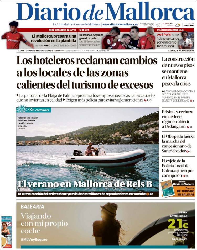 Portada de Diario de Mallorca (España)