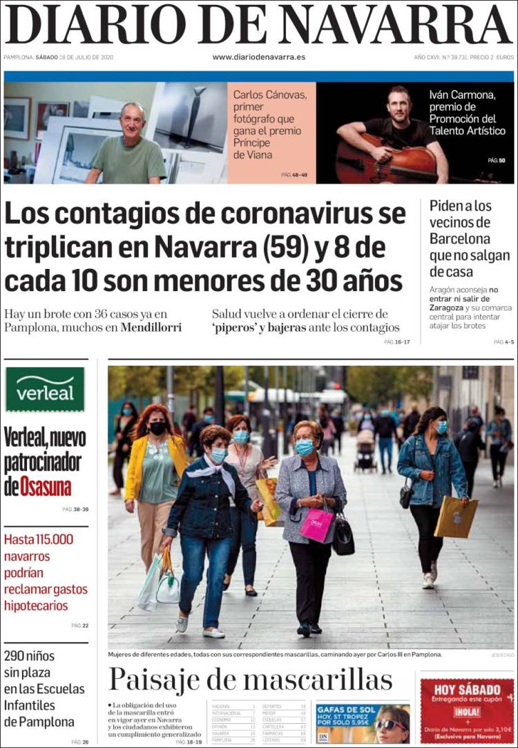 Portada de Diario de Navarra (España)